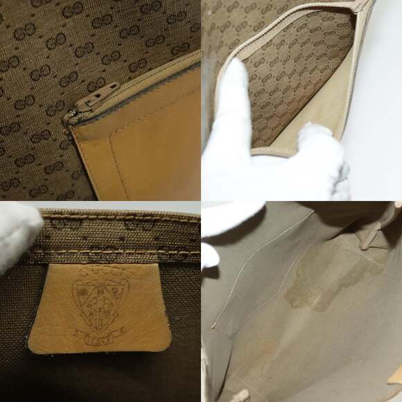 GUCCI Micro GG Canvas Tote Bag Pvc Leather Beige - Picture 11 of 12